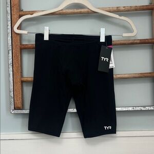 Men’s boys NWT TYR Durafast Jammer size 26 black swim